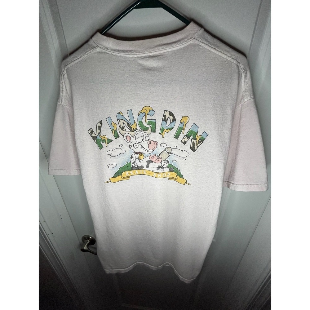 Vintage Y2k Kingpin Skate Shop Cow Graphic Skater T-Shirt Size Mens XL No Flaws - Picture 2 of 7